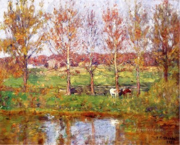 セオドア・クレメント・スティール Painting - 小川のそばの牛 セオドア・クレメント・スティール